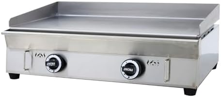 WYDDARY 2000Pa Stainless Steel Natural Gas Grill Griddle Commercial Home Camp Countertop Flat Cooking Griddle Grill 2 Burners Adjustable Temperature Control 122°F-572°F by WYDDDARY