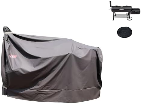 Heavy Duty Charcoal Grill Offset Smoker Cover, Outdoor Smokestack BBQ Cover, Special Fade and UV Resistant Material, Fits Brinkmann Trailmaster, Char-Broil, Dyna-Glo and More Brown - Image 4