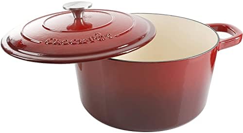 Crock Pot Artisan 5-Quart Round Enameled Cast Iron Dutch Oven – Red, Durable Heavy-Duty Cookware for Slow Cooking, Roasting, Baking with Lid - Image 2