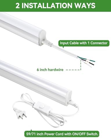 3FT T5 SE LED Shop Lights, 1760LM 6500K Bright White LED Integrated Fixture, 16W Linkable Garage Light, Ceiling and Cabinet Light with ON/OFF Switch, Workshop, Basement, FCC Certified, 4 Pack - Image 4