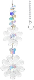 Crystal Flower Suncatcher Hanging Ornament, Rainbow Maker Window Sun Catcher Indoor Outdoor Patio Garden Decor (Clear) by PEDOBO