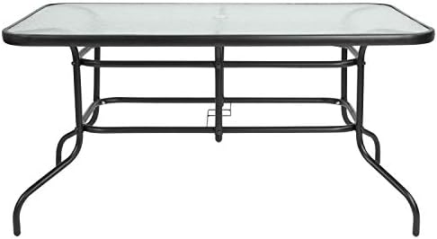 Flash Furniture 31.5x55 in Tempered Glass Table, with Umbrella Hole - Image 5