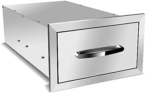 BBQ Outdoor Kitchen Drawers Stainless Steel 3-Drawer BBQ Drawer Enclosed Built-in Drawer Flush Mount for Outdoor Kitchens & BBQ Islands,14Wx23Dx8.5H by OLIPIC
