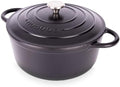 Nuovva Enamelled Cast Iron Dutch Oven Pot with Lid – 6.4 Quart Non Stick Casserole Pot – Heavy Duty & Oven Safe up to 500° F for Bread Baking, Braising, Stews, Roasting – 28cm Black by Nuovva