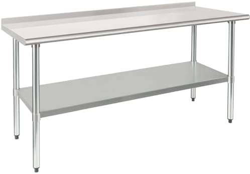 HARDURA Stainless Steel Prep & Work Table 24 x 72 Inches Backsplash by HARDURA