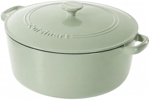 Cuisinart Chef's Classic Enameled Cast Iron Dutch Oven with Lid, Porcelain Enameled Interior, Oven Safe, Induction Compatible, 7-Quart, Round, Mint Green by Cuisinart