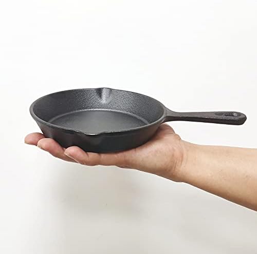 6 Inch Cast Iron Skillet, Frying Pan with Drip-Spouts, Pre-seasoned Oven Safe Cookware, Camping Indoor and Outdoor Cooking, Grill Safe, Restaurant Chef Quality by MOZUVE