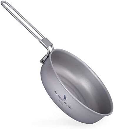 Boundless Voyage Titanium Frying Pan with Folding Handle Backpacking Pan by BoundlessVoyage