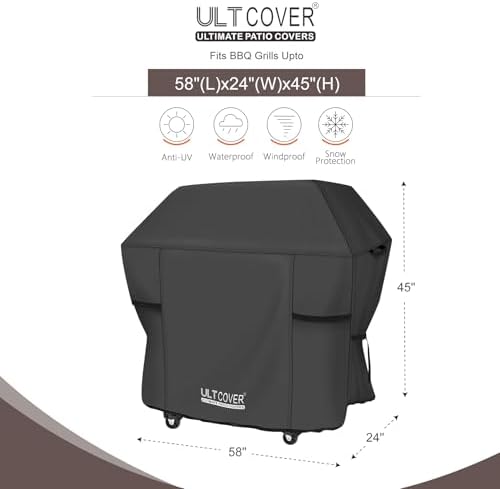 ULTCOVER Waterproof BBQ Grill Cover, 58 inch, Black - Image 2