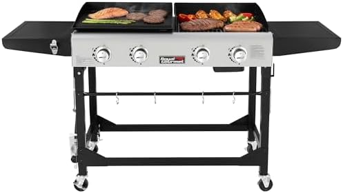 Royal Gourmet Portable Propane Gas Grill and Griddle Combo with Side Table by RoyalGourmetCorp