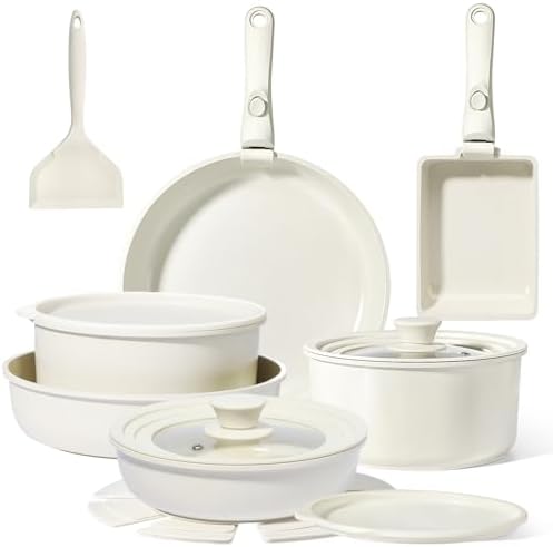 GiPP 17PCS Pots and Pans Set Nonstick Cookware Set with Detachable Handle by GiPP
