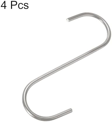 HARFINGTON 4pcs Long S Hooks 4 Inch Extra Long Metal S-Shaped Hanging Hooks High Manganese Steel S Hanger Storage Organizing Tool for Kitchen Garden Bathroom Garage Closet, Silver - Image 3