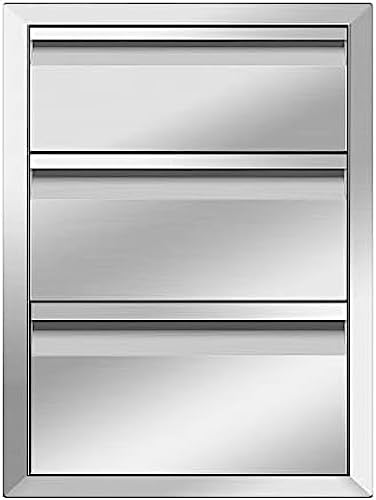 Outdoor Kitchen Drawers, Box Frame Style Flush Mount BBQ Drawer w/Stainless Steel Handle, BBQ Island Drawers For Patio Grill Station,Three Drawers - Image 3