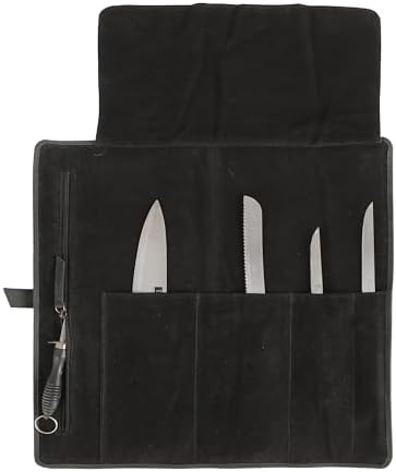 Leather Knife Roll Bag for Chefs – 17.5” x 17.5” Professional Chef Knife Storage Organizer, Portable Culinary Knife Case, Travel Knife Roll for Kitchen, BBQ & Catering (Black) - Image 4