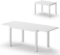 All-Aluminum Expandable Outdoor Patio Dining Table for 4-8 Person, All-Weather Rectangular Outdoor Table(48"-79") with Smooth Cilde Rails & Secure Locking Handle for Garden, Indoor, White by Oasbira