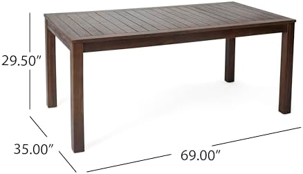69'' Outdoor Patio Dining Table & 2 Bench for 4, Acacia Wood Farmhouse Dining Table Set Outdoor & Indoor Furniture for Patio Porch Garden, 3-Pcs, Dark Brown - Image 2