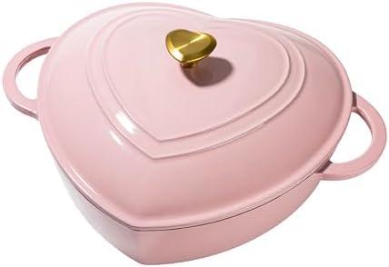 Paris Hilton Enameled Cast Iron Braiser, Heart-Shaped Skillet with Lid, Superior Heat Retention Casserole, Stovetop and Oven-to-Table, 3.5-Quart, Pink by TheWorldofParisHilton
