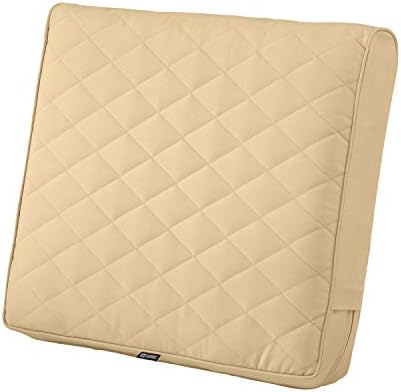 Classic Accessories Montlake FadeSafe Water-Resistant 21 x 20 x 4 Inch Wide Back Patio Quilted Lounge Cushion, Chamomile by ClassicAccessories