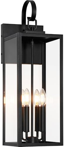 BesLowe 25" Extra Large Outdoor Wall Light, 4-Light Black Exterior Sconce by BringYourBrightFuture