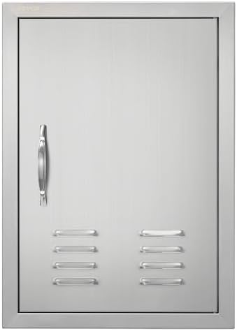 VEVOR BBQ Access Door, 17W x 24H Inch Single Outdoor Kitchen Door, Stainless Steel Flush Mount Door, Wall Vertical Door with Handle, Vents and Hook, for BBQ Island, Grilling Station, Outside Cabinet by VEVOR