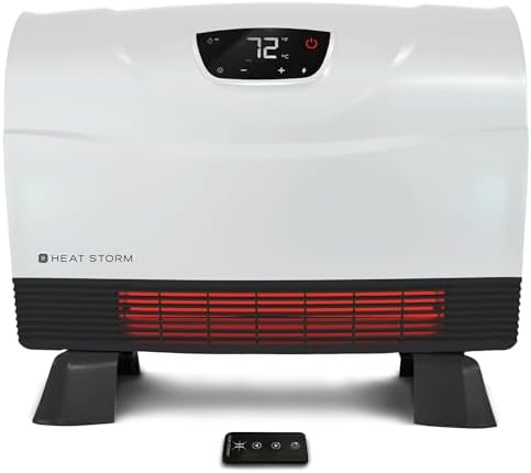 Heat Storm Phoenix Infrared Space Heater with Attachable Feet, Remote Control, Energy Efficient-750-1500 Watts, White Floor or Wall - HS-1500-PHX by HeatStorm