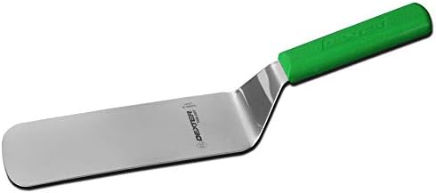Dexter Russell 19693G Sani-Safe Cake Turner, 8" x 3" Solid Offset Beveled Edge Dexsteel Blade, Stainless Steel Baking Spatula with Green Polypropylene Handle, Professional Kitchen Tool, Made in USA by Dexter+Outdoors