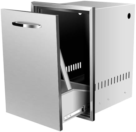 Outdoor Kitchen Drawers, Triple BBQ Drawers Stainless Steel Built-in Drawer For Outdoor Kitchen Island, Patio Grill Station,Trash Drawer by OLIPIC