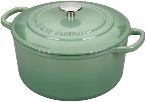 EDGING CASTING Enameled Cast Iron Dutch Oven with Sourdough Bread Baking Kit, Bread Dutch Oven with Lid, Includes Proofing Basket & Baking Tools, 5qt, Sage Green - Image 4