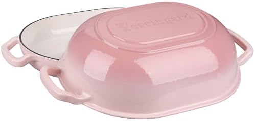 VORRINGARD Enameled Cast Iron Sourdough Bread Oven, Dutch Oven, Loaf Cast Iron Bread Pan for Homemade Bread Baking, Meatloaf Pan with Lid, 7QT, Pink - Image 4