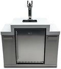 Mont Alpi Stainless Steel 48"W x 23"D x 55" H Premium Outdoor Kegerator 3-tap Draft Keg Beer Dispenser Refrigerator Module with Digital Display and Drip Tray plus White Granite Countertops and Storage by MontAlpi