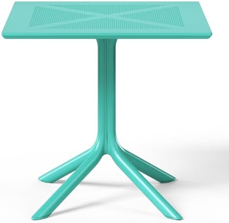 Costaelm Patio Dining Table for 4, Square PP Patio Table, 4-Person Weather Resistant Porch Tables for Outside Poolside Deck Lawn Garden Backyard, Turquoise by Costaelm