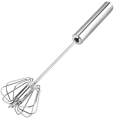 Digead Stainless Steel Egg Whisk, Hand Push Rotary Whisk Blender, Versatile Milk Frother, Hand Push Mixer Stirrer for Blending, Whisking, Beating & Stirring (12in) by Digead