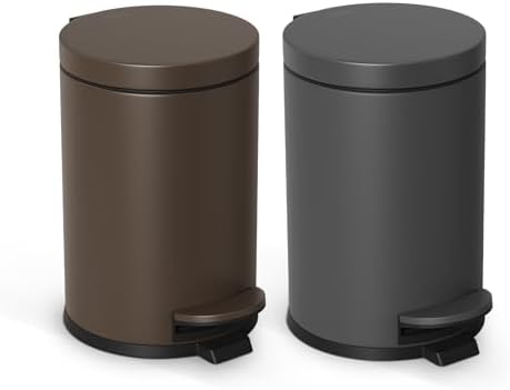 Cesun Small Round Bathroom Trash Can with Lid Soft Close, 1.2 Gal, Gray - Image 7
