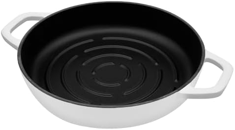 Flavehc Bread Oven Cast Iron Bread Dutch Oven with Cloche Lid for Bread Baking White Enameled Cast Iron Bread Oven with Dome Lid for Sourdough, 9.8 Inches - Image 4