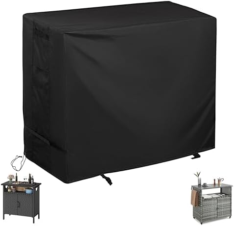 Outdoor Storage Cabinet Cover for Wicker Outdoor Bar Cart, Outdoor Bar Table Cover for Patio Storage Bar Table/Wicker Console Table/Rattan Cabinet Sideboard by Unknown