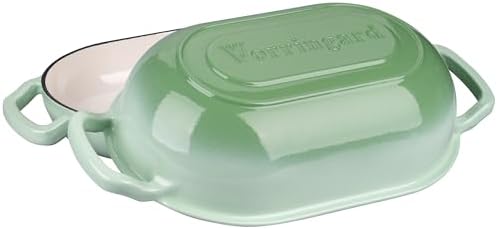 VORRINGARD Enameled Cast Iron Sourdough Bread Oven, Dutch Oven, Loaf Cast Iron Bread Pan for Homemade Bread Baking, Meatloaf Pan with Lid, 5QT, Green - Image 4