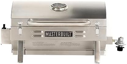 Masterbuilt Portable Propane Gas Grill with Folding Legs, Chrome-Coated Warming Rack and 288 Cooking Square Inches in Stainless Steel, Model MB20030819 by Masterbuilt