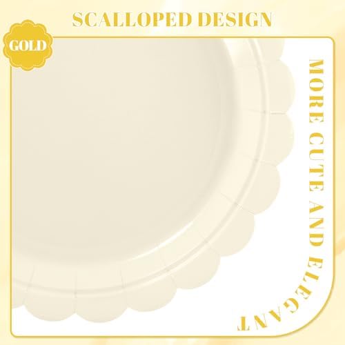 NatNarr 30 Pcs Ivory Paper Plates, 7" Cream Dessert Cake Appetizer Plates - Image 3