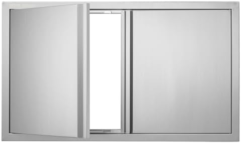 VEVOR BBQ Access Door, 36W x 21H Inch Double Outdoor Kitchen, Stainless Steel Flush Mount, Wall Vertical With Recessed Handles, for BBQ Island, Grilling Station, Outside Cabinet by VEVOR