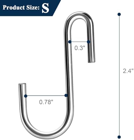 30 Pack 2.4 inches Heavy Duty S Hooks for Hanging, Pan Pot Holder Wire Shelves Rack Hooks for Hanging, S Shaped Hanger Metal Hooks for Kitchen Pots Utensils Jeans Clothes Bags Hats Towels Plants - Image 6