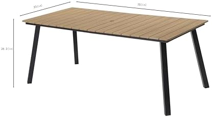 Outdoor Dining Table with Foldable Metal Frame, Plastic Wood Slat Top, Umbrella Hole, Patio Garden Backyard Balcony Poolside Camping Furniture for Family Meals Gatherings Leisure Events (Yellow) - Image 3
