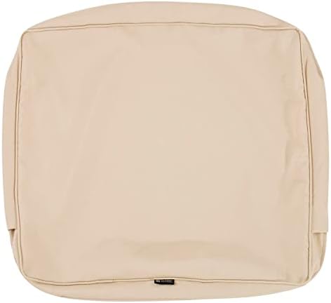 Classic Accessories Montlake Water-Resistant 23 x 22 x 4 Inch Outdoor Back Cushion Slip Cover, Patio Furniture Cushion Cover, Antique Beige, Patio Furniture Cushion Covers by ClassicAccessories