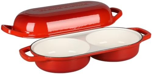 EDGING CASTING Enameled Cast Iron Double Bread Dutch Oven, Red - Image 4