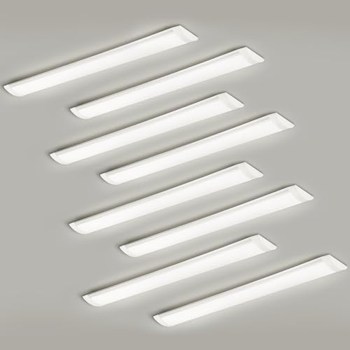 8 Packs 3FT LED Batten Light with 50cm Cable, Ultra-Thin Ceiling Surface Mounted Light, 30W, Day Light 4000K, IP20, LED Ceiling Light Fixture for Garage, Shop, Hallway, Office, Market by colmeguna