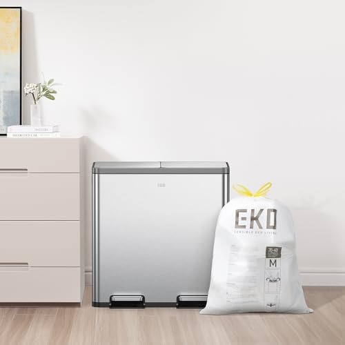 EKO 10.6 Gallon / 35–40 Liter Drawstring Trash Bags, 110 Count Heavy-Duty Tall Kitchen Garbage Can Liners, Extra-Strong Leak-Resistant, Unscented, White, Code M - Image 3
