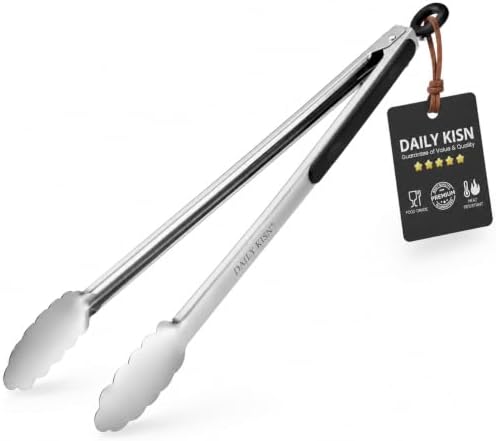 Grill Tongs, 17 Inch Extra Long Stainless Steel BBQ Tongs (17", 1PC) by DAILYKISN