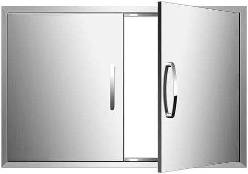 BBQ Access Double Doors 36Wx24H Flush Mount Stainless Steel Outdoor Kitchen Door for Outside Cabinets and BBQ Island by YourFriends