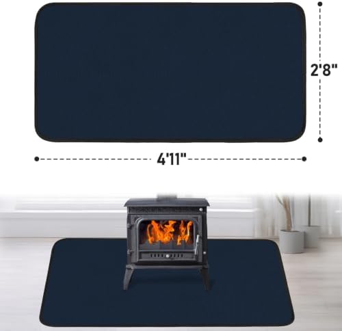 Fireproof Fireplace Rug for Home Protection, 4'11'' x 2'8'' x 0.04'', Blue - Image 2