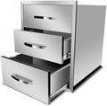 Pull Out Trash Drawer, Lower Sliding Rails Stainless Steel Roll Out Trash Bin Pull Out Tray With Handle For Outdoor Kitchen BBQ Island Grill Station,Three Drawers by OLIPIC