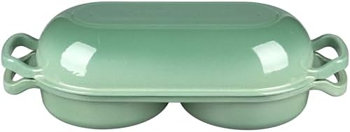 VORRINGARD Enameled Cast Iron Double Dutch Oven with Lid, Dual Round Loaf Pan, Bread pan for Homemade Sourdough Bread Baking, Sage green - Image 4